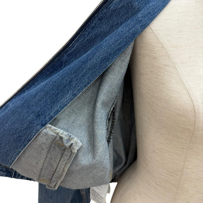 Prada 100% Cotton Triangle Logo Aging Zip UP Denim Jacket Indigo 38 — view 5