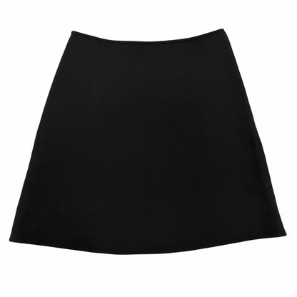 Hermes Wool Back Motif Trapezoid Skirt Mini Black 36