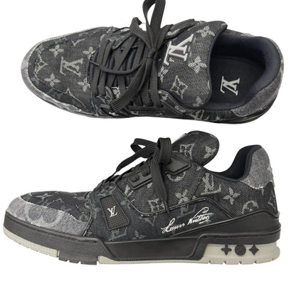 Louis Vuitton LV Trainers Line Monogram Denim Low-Cut Sneakers Black 9.5 — view 3