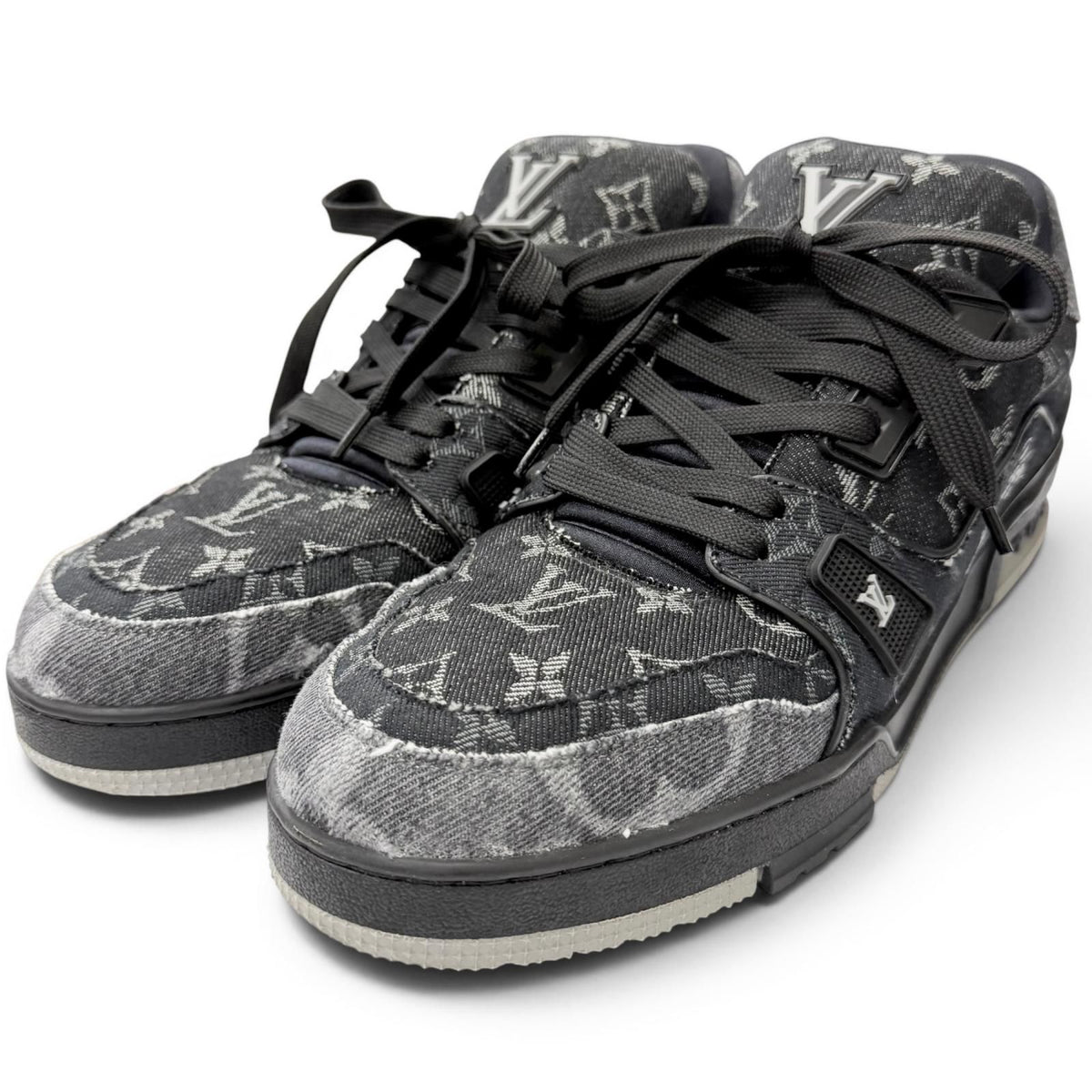Louis Vuitton LV Trainers Line Monogram Denim Low-Cut Sneakers Black 9.5