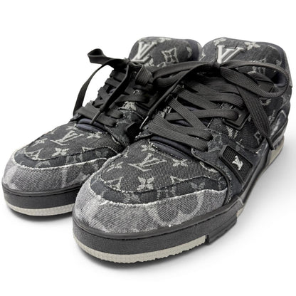 Louis Vuitton LV Trainers Line Monogram Denim Low-Cut Sneakers Black 9.5