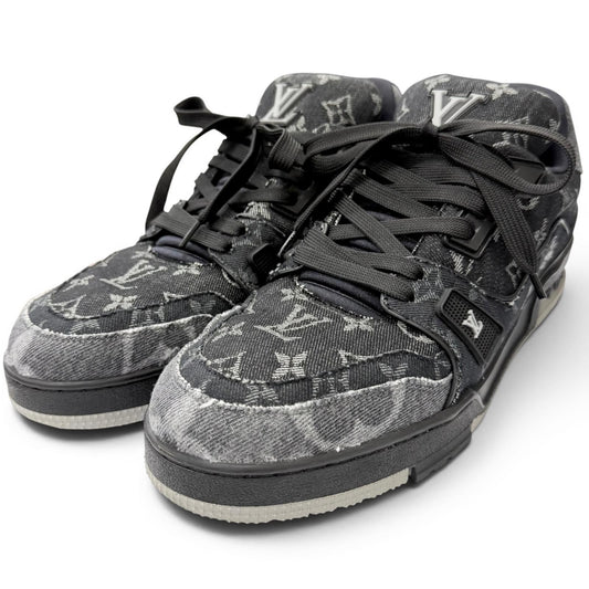 Louis Vuitton LV Trainers Line Monogram Denim Low-Cut Sneakers Black 9.5
