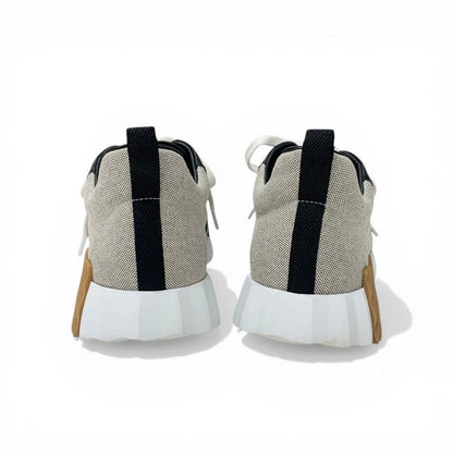 Hermes Bouncing Sneakers Fabric Leather Black Beige White — view 5