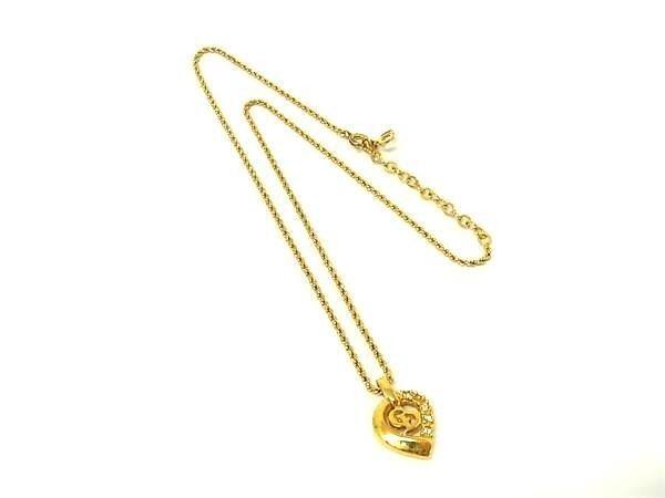 Dior Necklace CD Logo Gold Metal Rhinestone