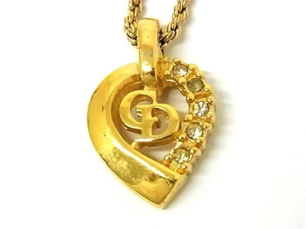 Dior Necklace CD Logo Gold Metal Rhinestone — view 2