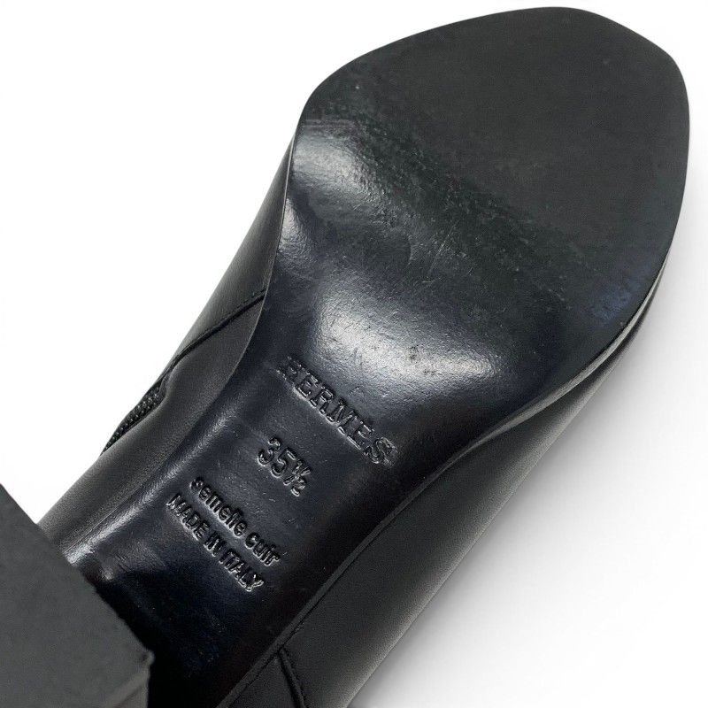 Hermes Saint Germain Boots Short Shoes Leather Black Silver Kelly — view 8