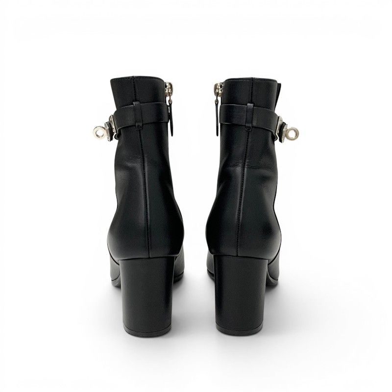 Hermes Saint Germain Boots Short Shoes Leather Black Silver Kelly — view 5