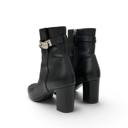 Hermes Saint Germain Boots Short Shoes Leather Black Silver Kelly — view 4