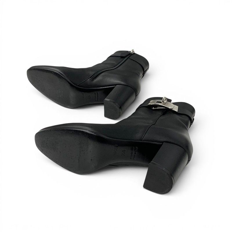 Hermes Saint Germain Boots Short Shoes Leather Black Silver Kelly — view 6