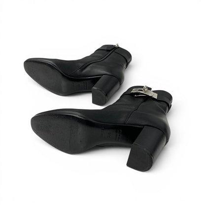 Hermes Saint Germain Boots Short Shoes Leather Black Silver Kelly — view 6