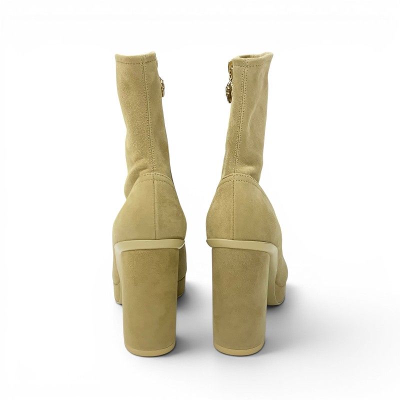 Chanel Boots Short Shoes Suede Patent Beige Black Gold Logo CC Charm Bicolor — view 5