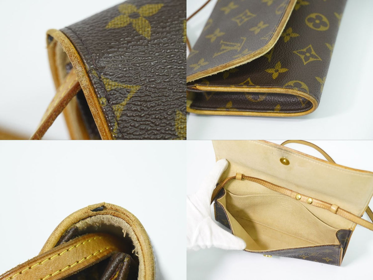 Louis Vuitton LV Pochette Twin GM Monogram 2-Way Shoulder Bag Clutch Brown — view 8