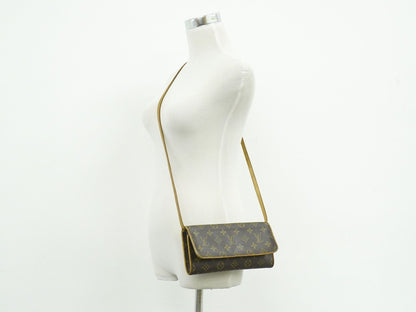 Louis Vuitton LV Pochette Twin GM Monogram 2-Way Shoulder Bag Clutch Brown — view 7