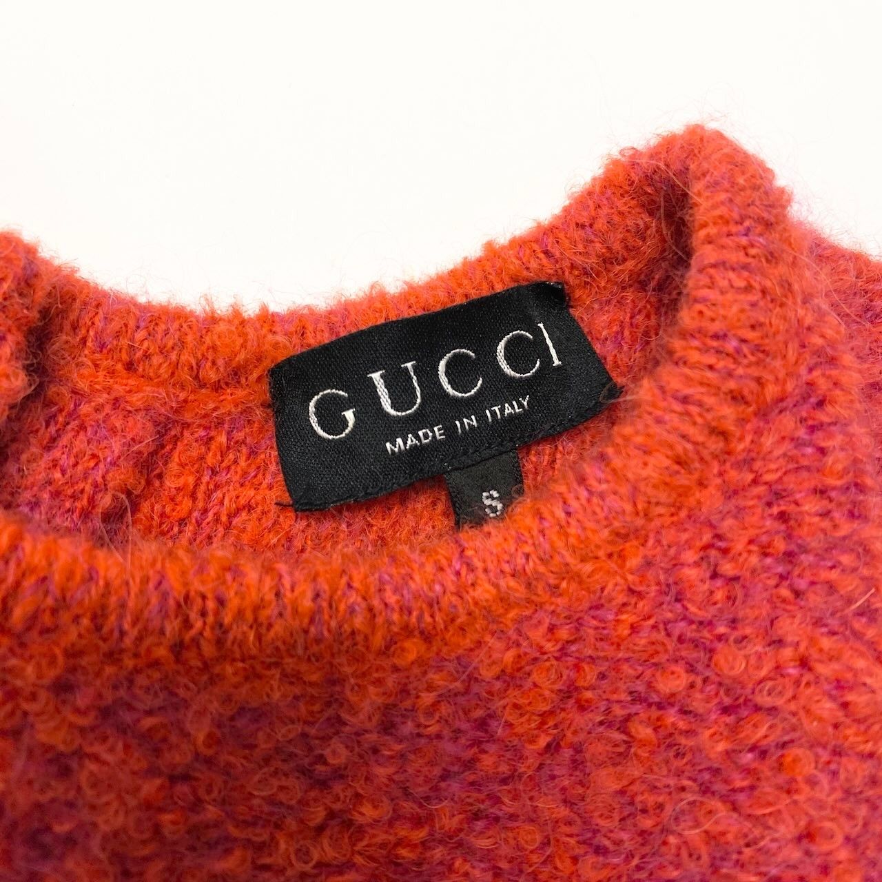 Gucci Wool Pile Knit Tight Fit Short Sleeve S Red Sweater — view 8