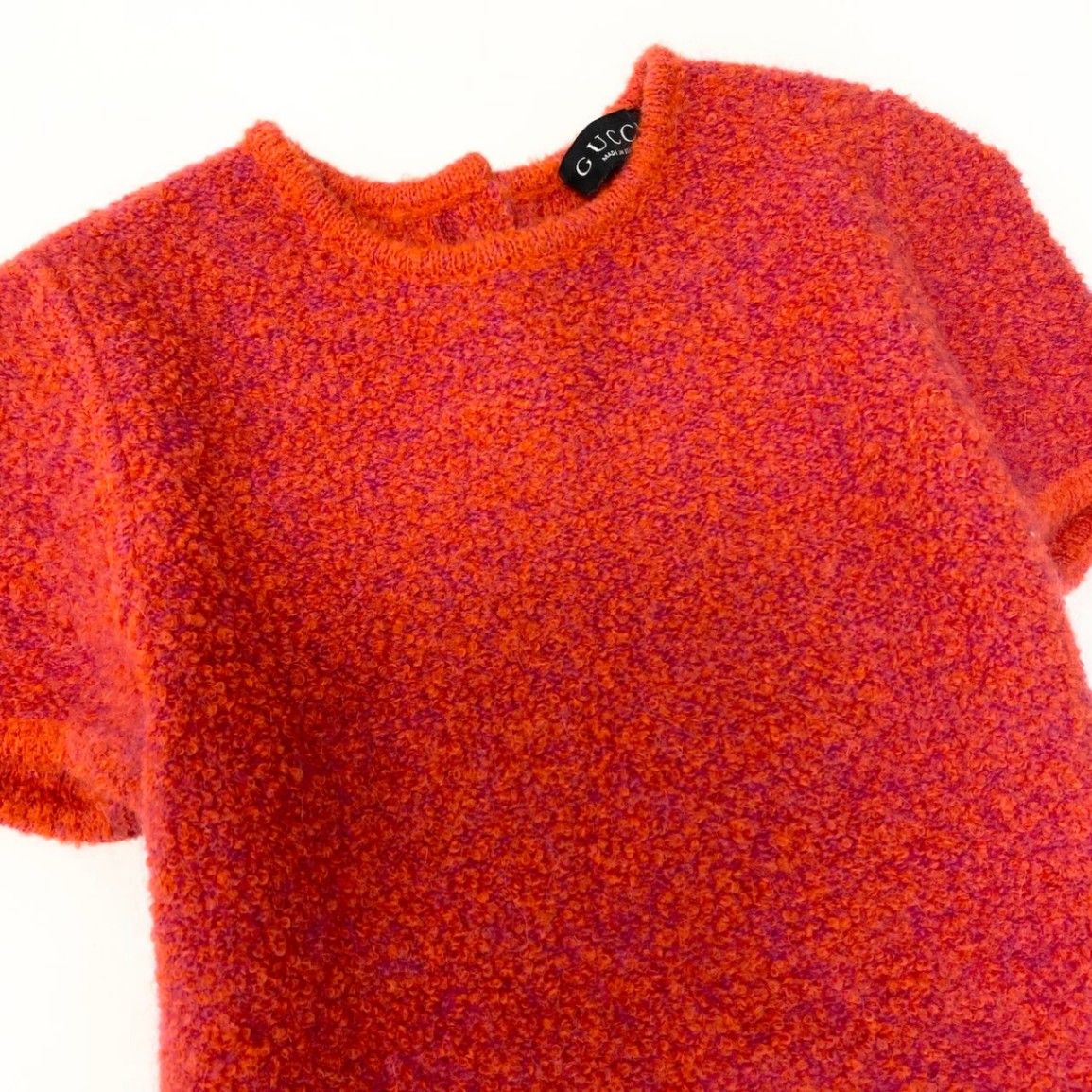 Gucci Wool Pile Knit Tight Fit Short Sleeve S Red Sweater — view 4