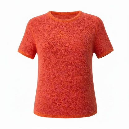 Gucci Wool Pile Knit Tight Fit Short Sleeve S Red Sweater
