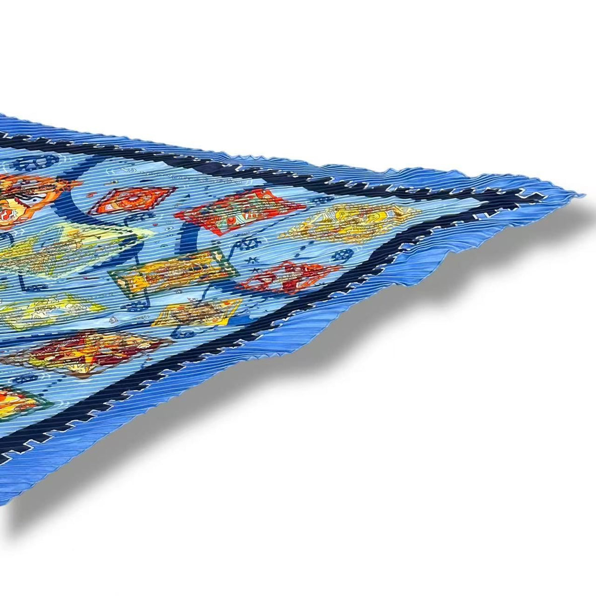 Hermes Pleated Scarf Idea Structure la Mecanique Des Idee Blue — view 4