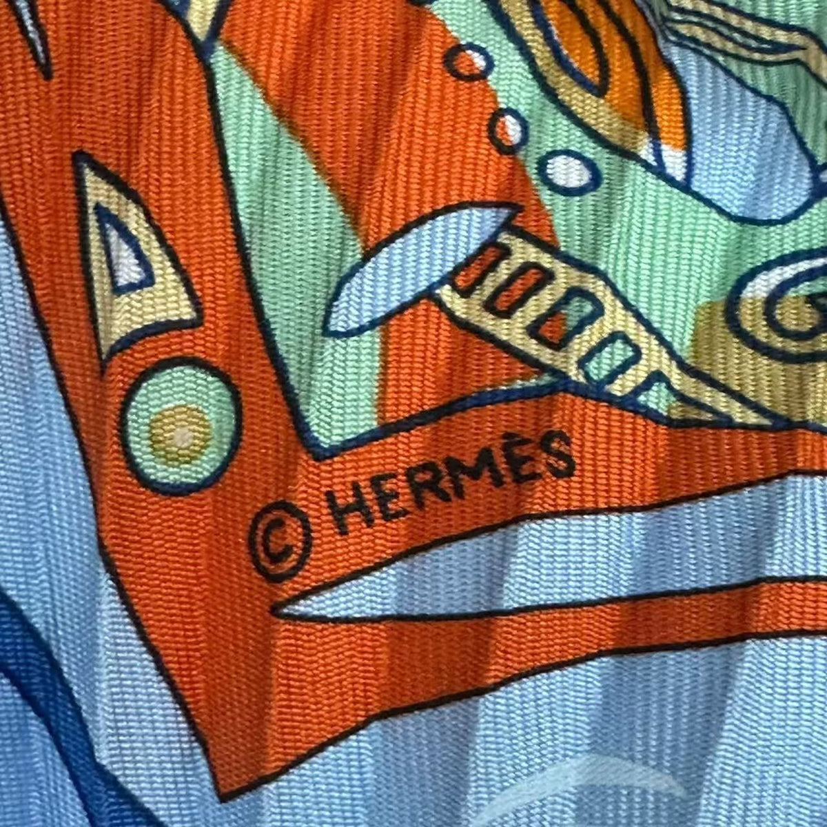 Hermes Pleated Scarf Idea Structure la Mecanique Des Idee Blue — view 6