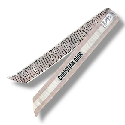 Dior Mitzah Scarf Silk Logo Pink White — view 3