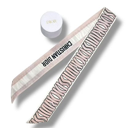 Dior Mitzah Scarf Silk Logo Pink White