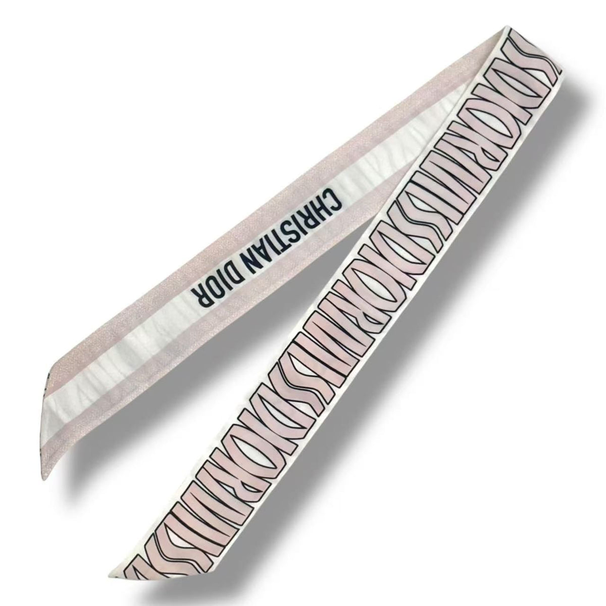 Dior Mitzah Scarf Silk Logo Pink White — view 2