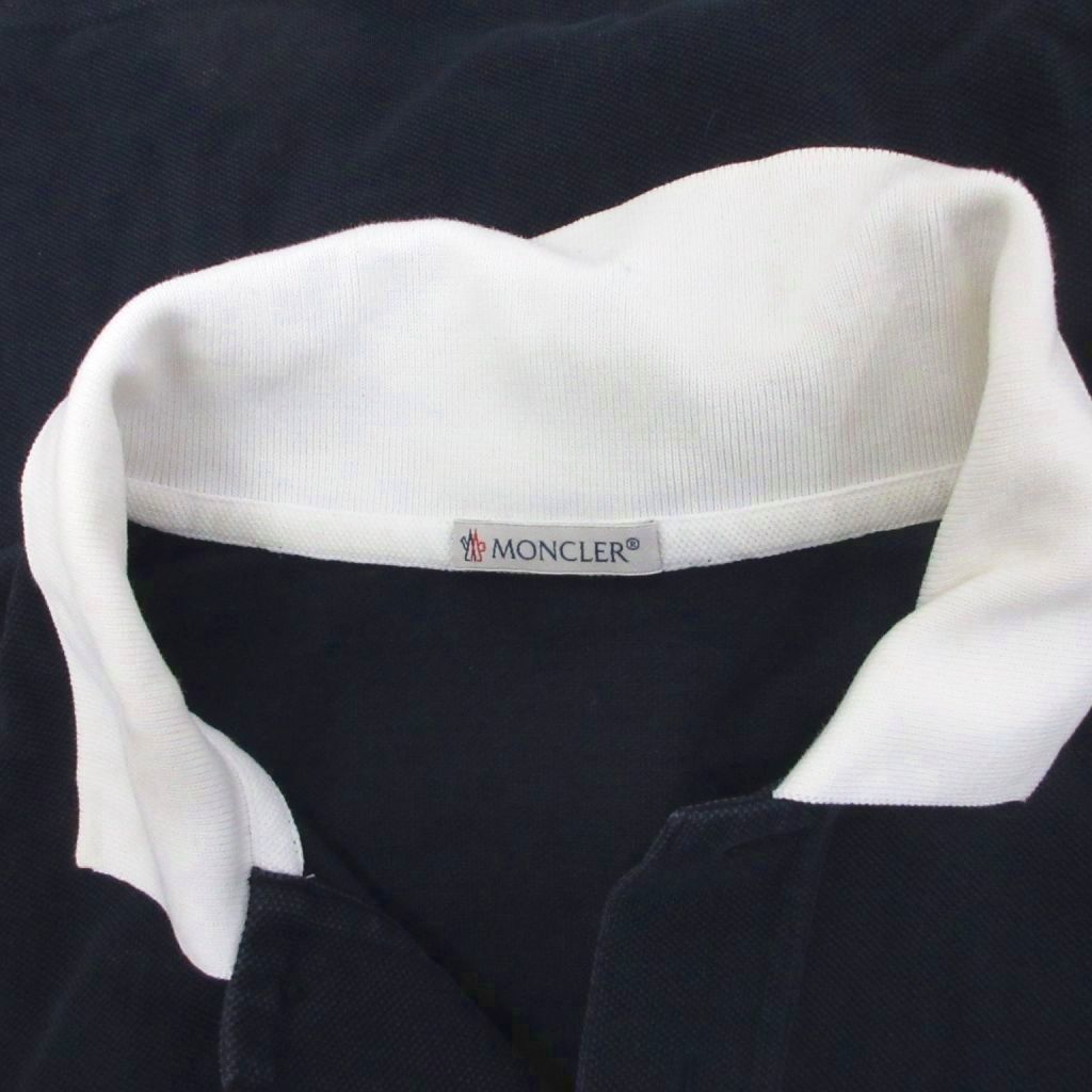 Moncler Polo Shirt Short Sleeve Collar Logo S Navy White — view 6