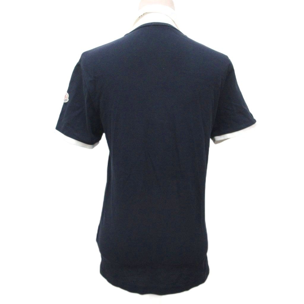 Moncler Polo Shirt Short Sleeve Collar Logo S Navy White — view 2