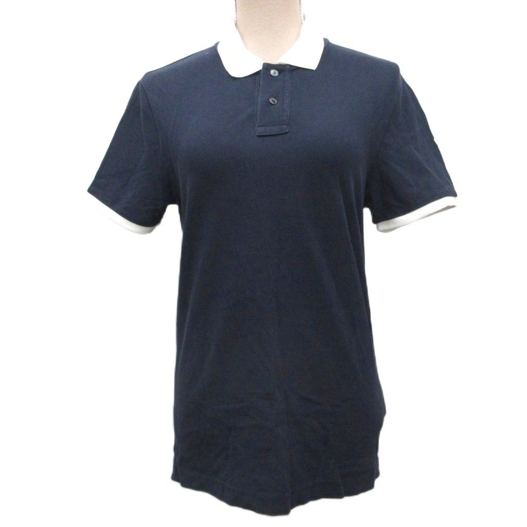 Moncler Polo Shirt Short Sleeve Collar Logo S Navy White