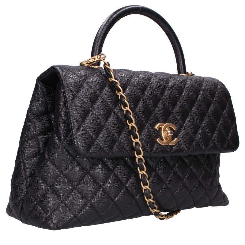 Chanel Coco Handle 33 Gold Caviar Leather Chain Shoulder Bag