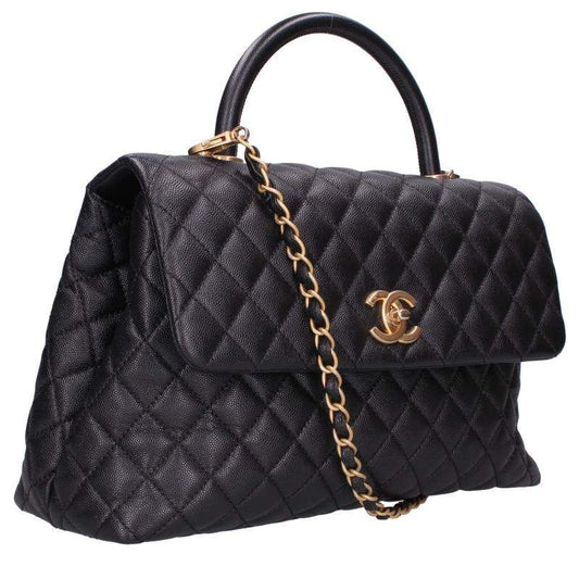Chanel Coco Handle 33 Gold Caviar Leather Chain Shoulder Bag