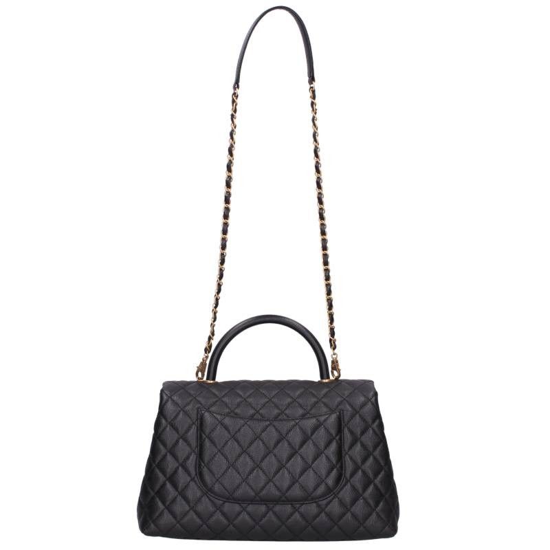 Chanel Coco Handle 33 Gold Caviar Leather Chain Shoulder Bag — view 2