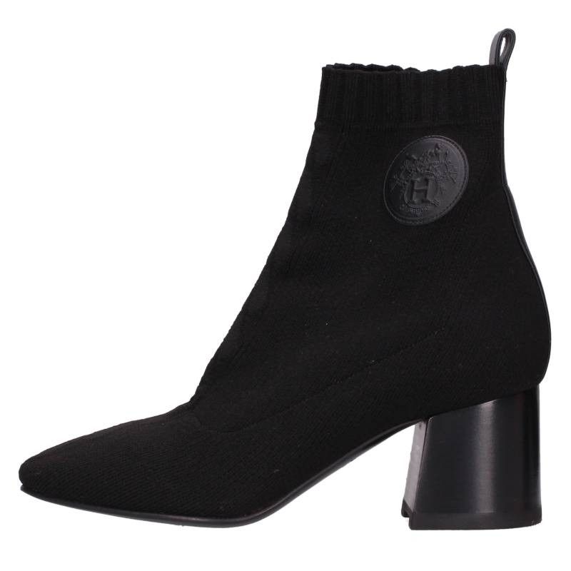 Hermes Volver Leather Trim Knit Short Boots