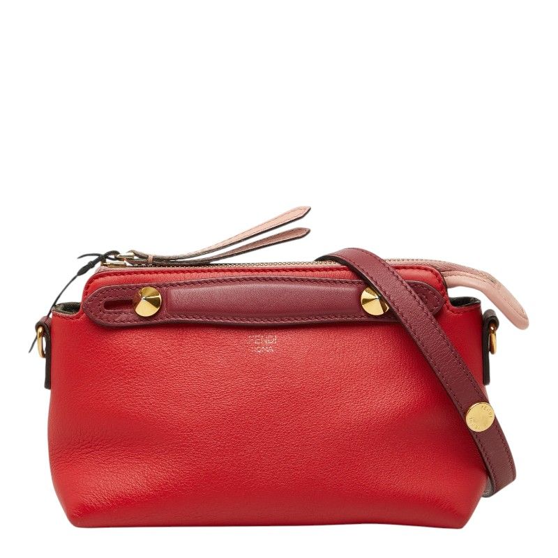 Fendi By The Way Mini 2-Way Shoulder Bag Red Pink Leather