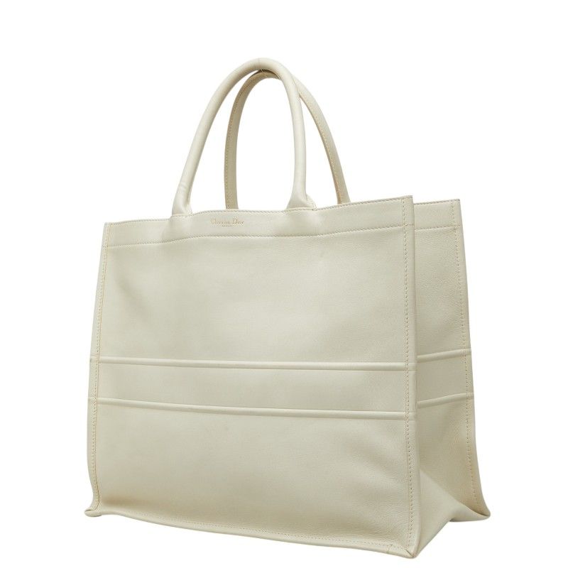 Dior Book Tote Bag White Black Leather — view 2