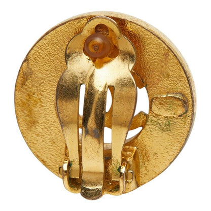 Chanel CC Logo Vintage Round Earrings Gold Plated — view 4