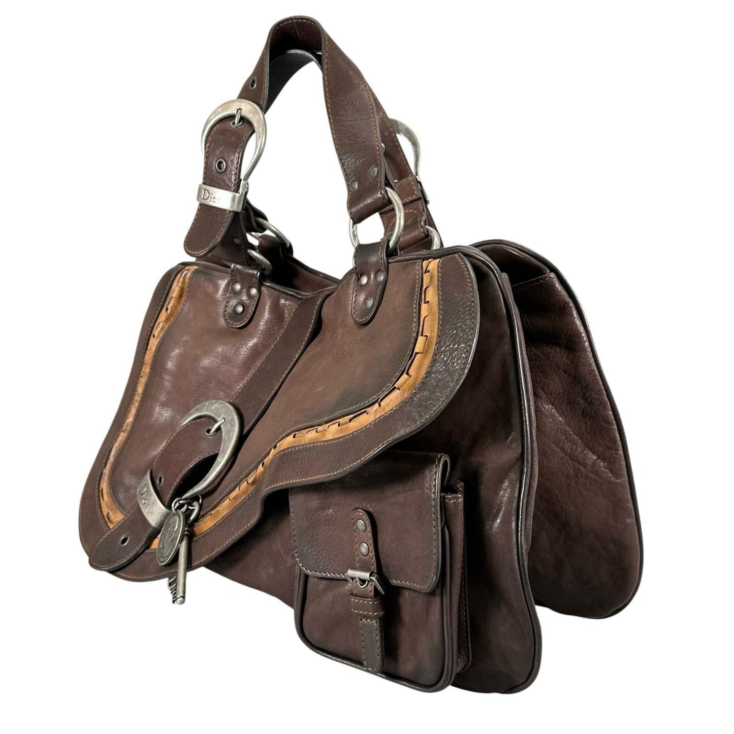Dior Handbag Dark Brown Concho Coin Antique — view 2