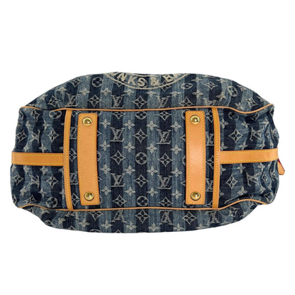 Louis Vuitton Monogram Denim Cavaliere GM Handbag Blue 2-Way — view 4
