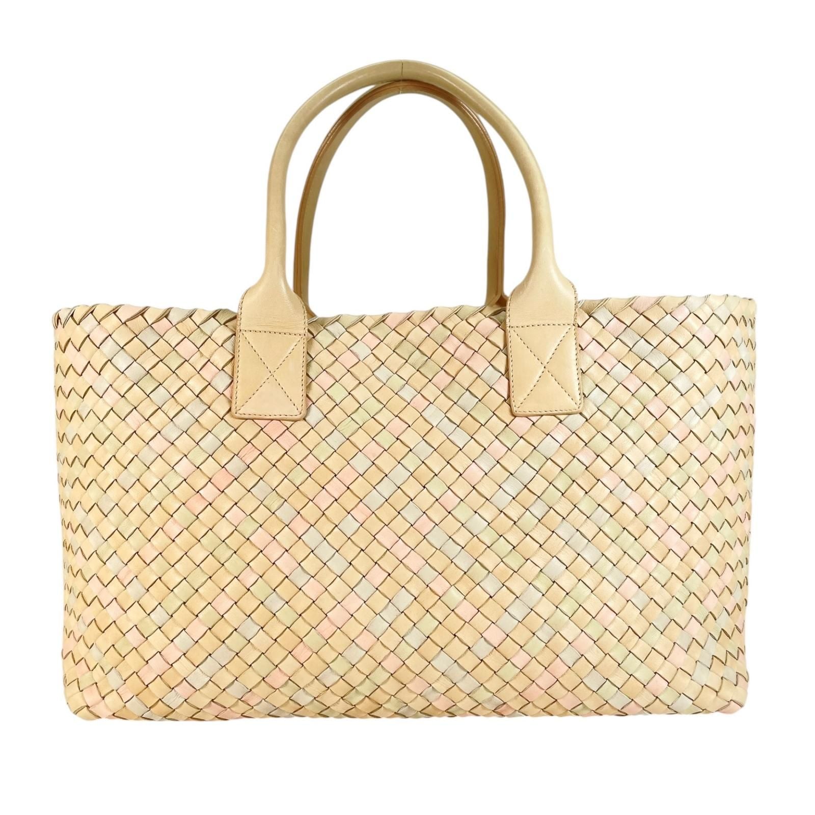 Bottega Veneta Intrecciato Cabas MM Tote Bag Lambskin Multicolor 500 Limited