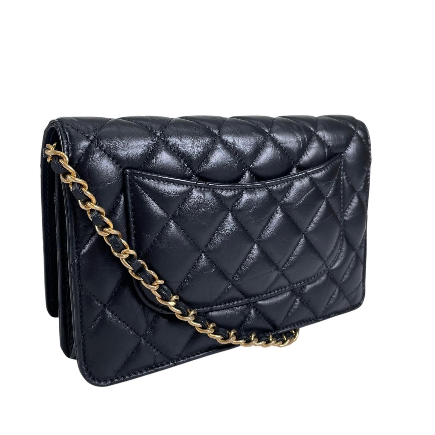 Chanel 2.55 Quilted Icon Charm Embroidery Chain Wallet Shoulder Bag Calfskin — view 3