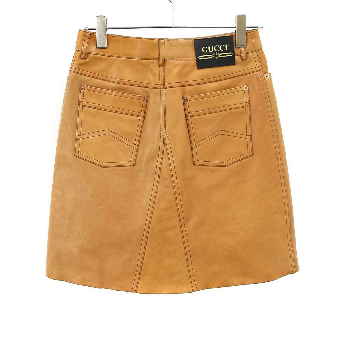 Gucci Cow Leather Skirt Brown 36 — view 2
