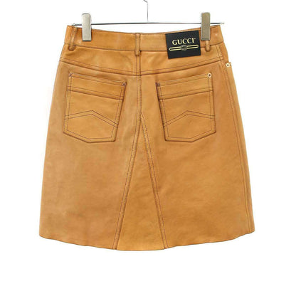Gucci Cow Leather Skirt Brown 36 — view 2