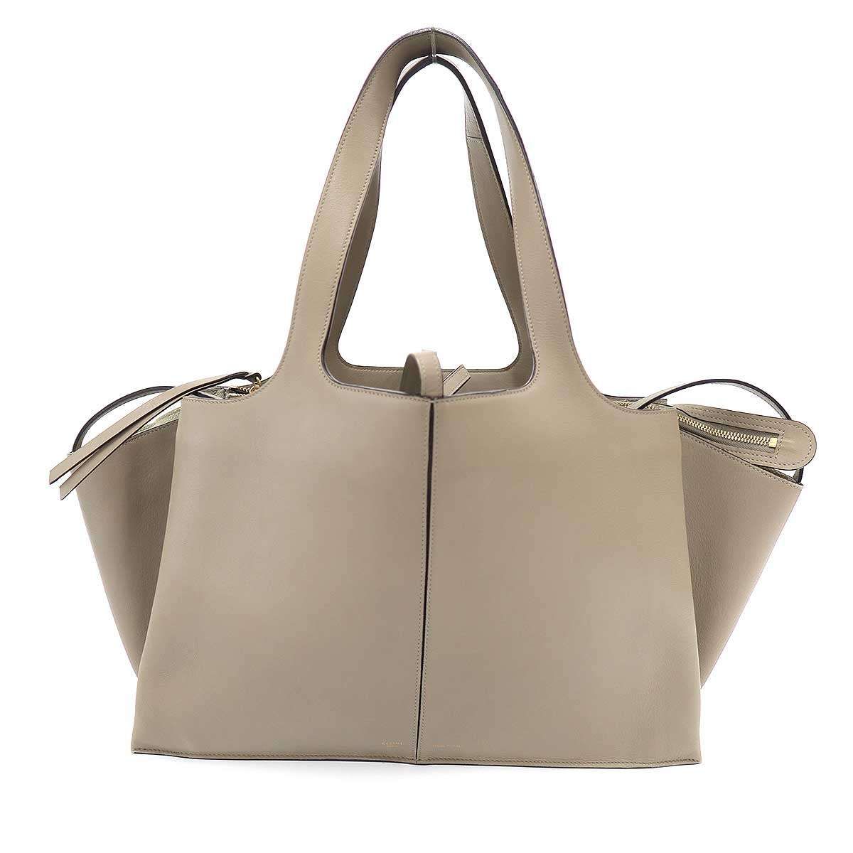 Celine Trifold Leather Tote Bag Beige