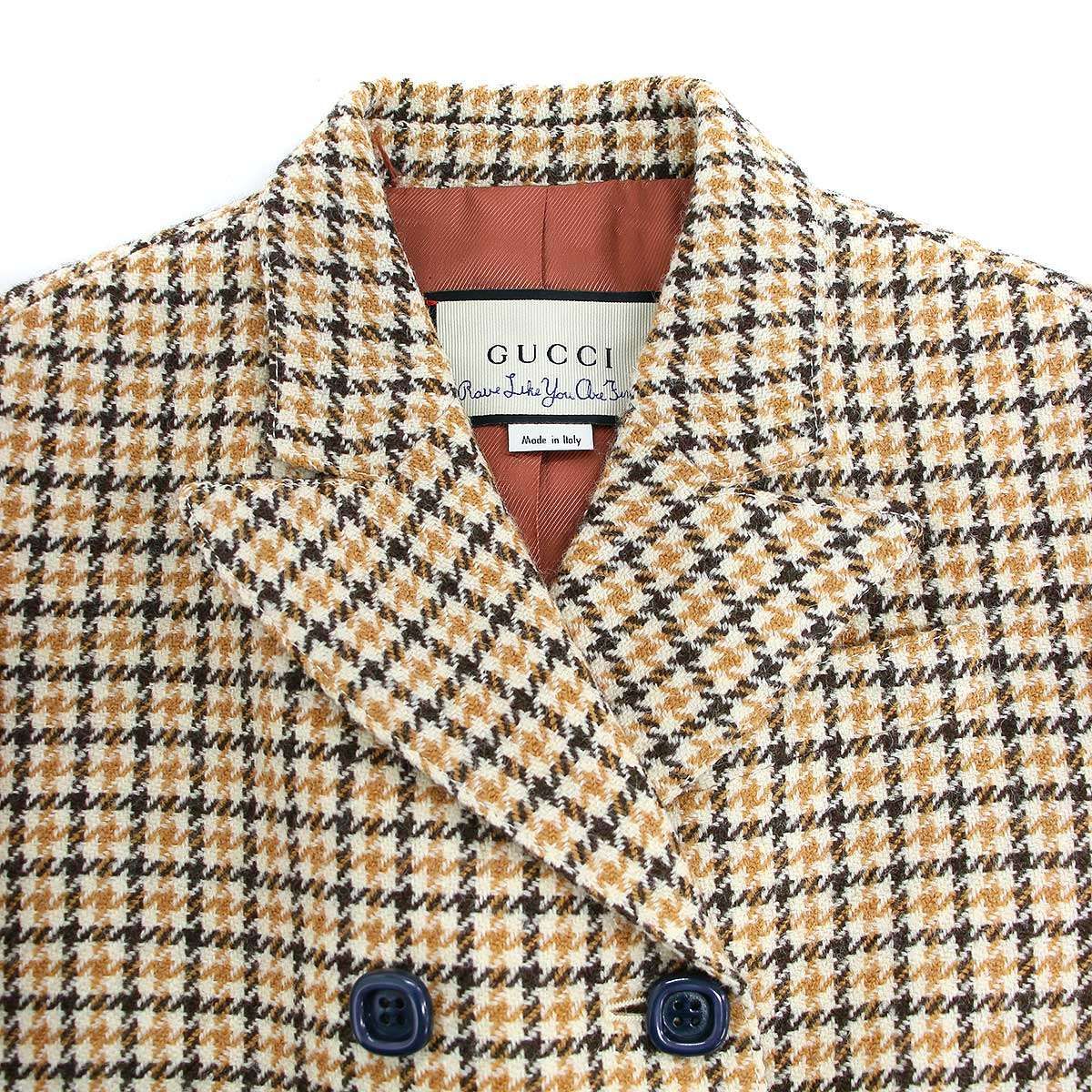 Gucci Houndstooth Square Double Button Jacket Beige 38 — view 4
