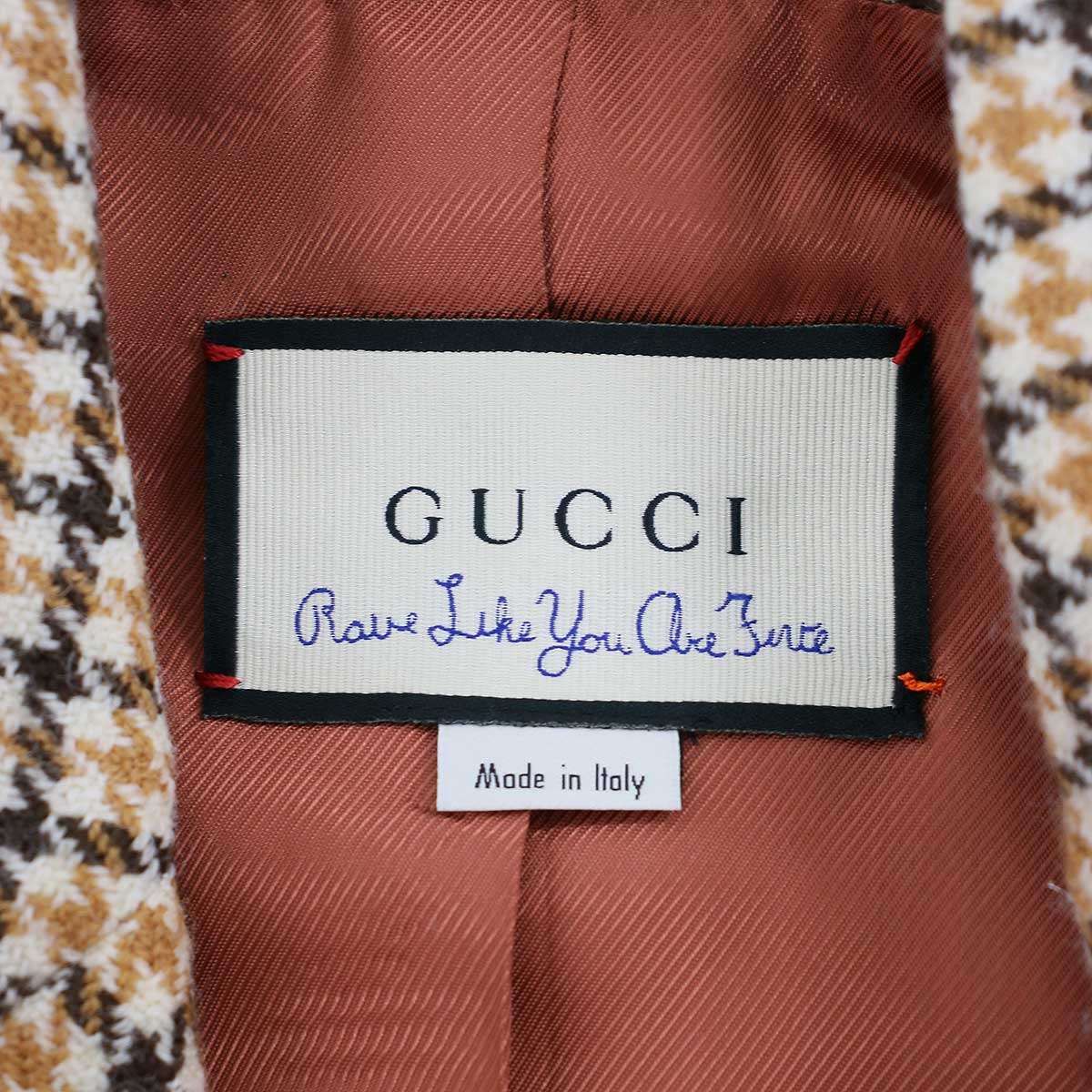 Gucci Houndstooth Square Double Button Jacket Beige 38 — view 3