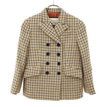 Gucci Houndstooth Square Double Button Jacket Beige 38