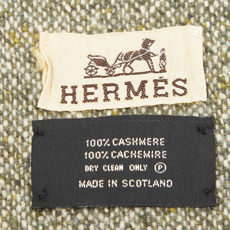Hermes Logo Scarf Green Cashmere — view 4