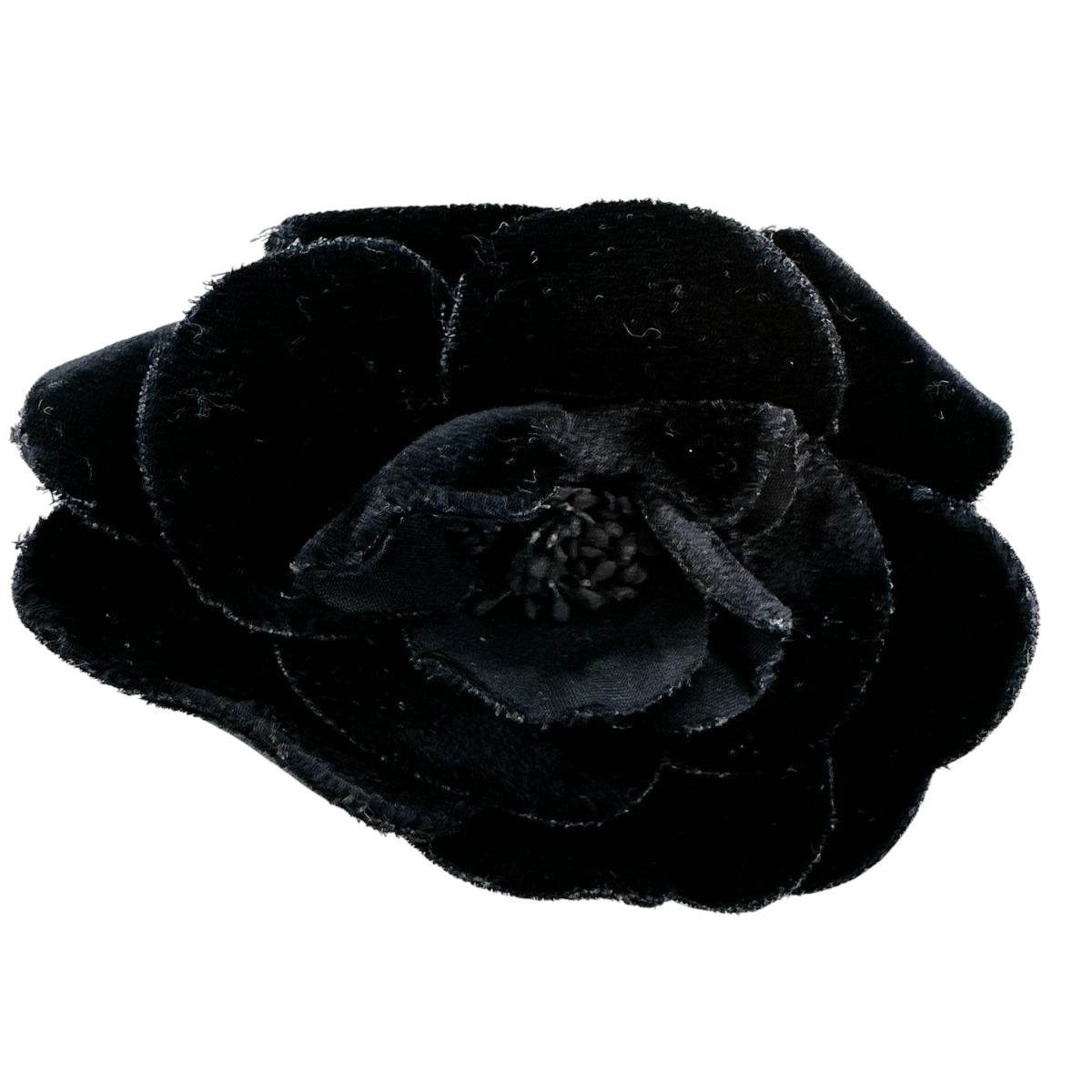Chanel Camellia Pin Brooch Corsage Black