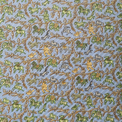 Hermes Indian Hunting Pleated Scarf Carre 90 Blue — view 8