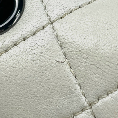 Chanel Single Flap Chain Shoulder Bag Bicolor Leather White — view 6