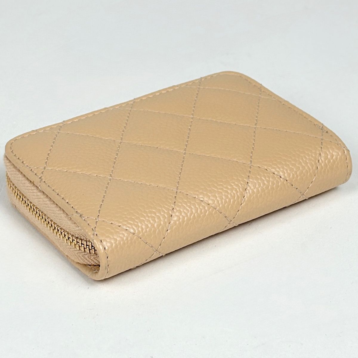 Chanel CC Logo Coin Case Card Caviar Leather Beige — view 2